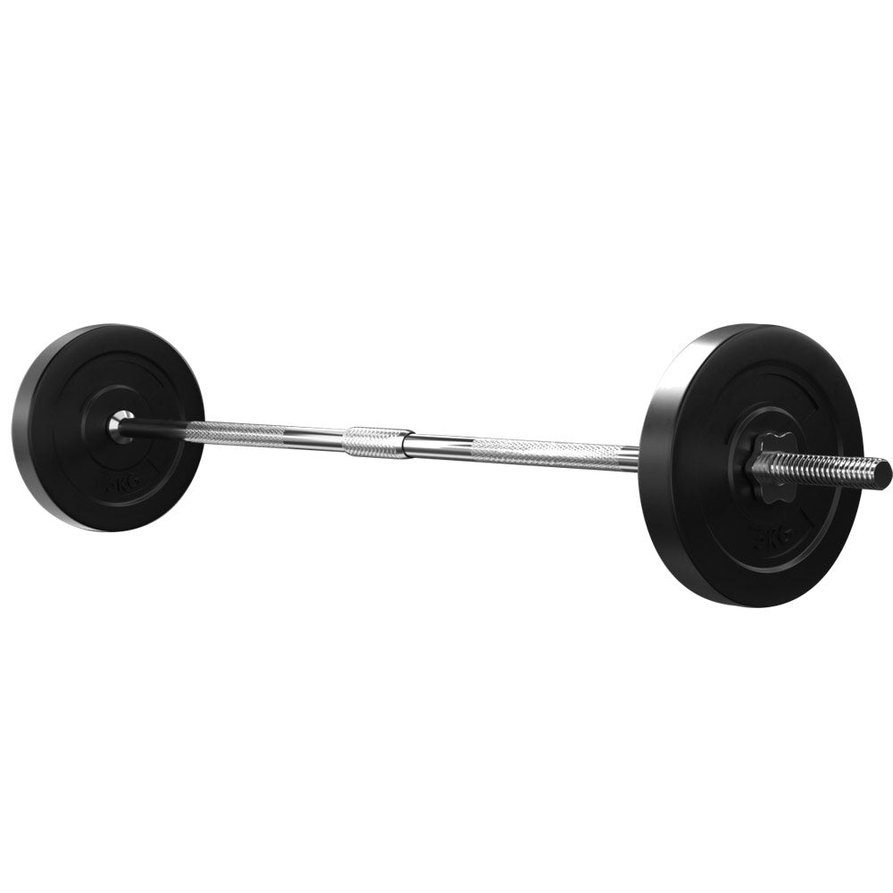 Everfit 18kg Barbell Set Weight Plates Lifting Bench 168cm