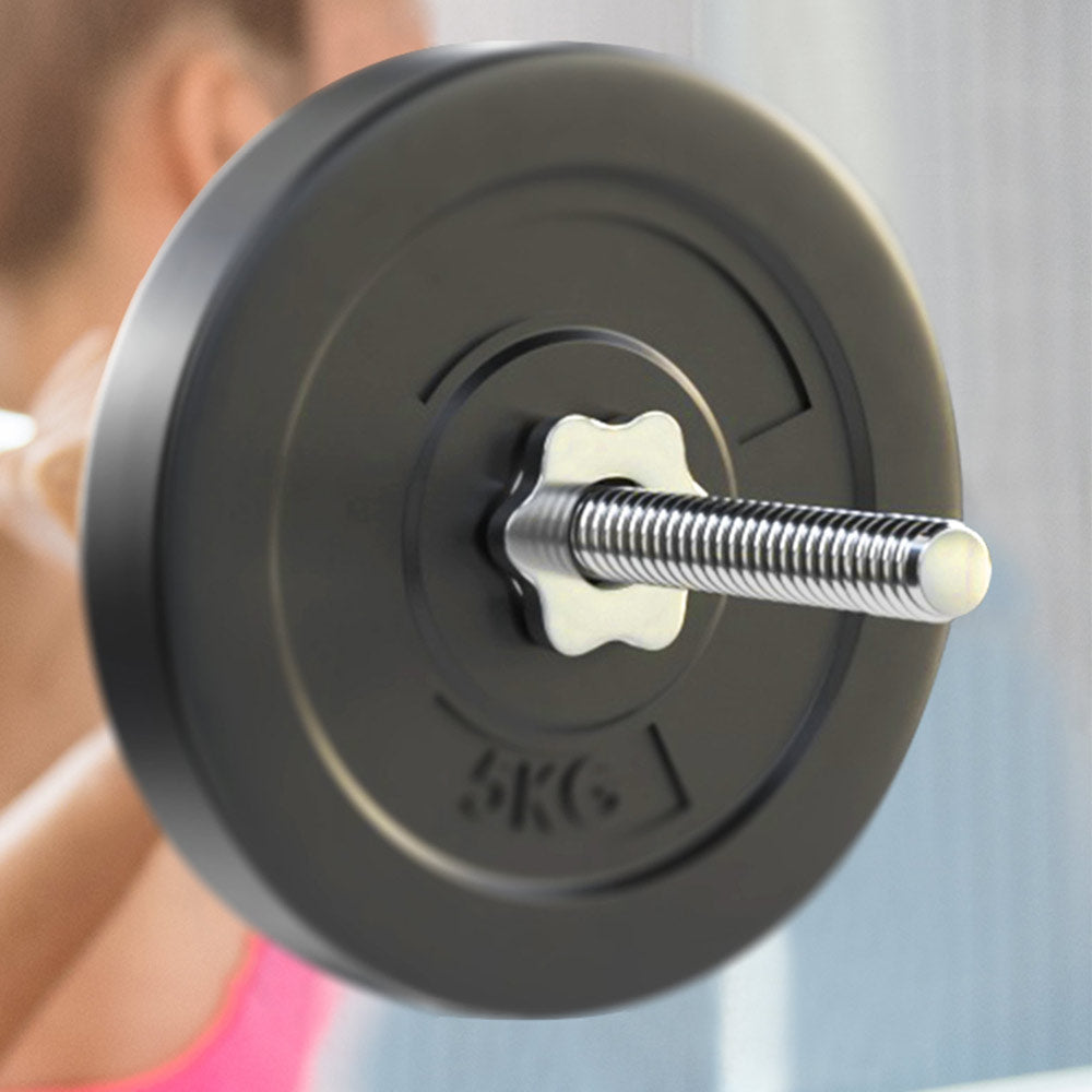 Everfit 18kg Barbell Set Weight Plates Lifting Bench 168cm