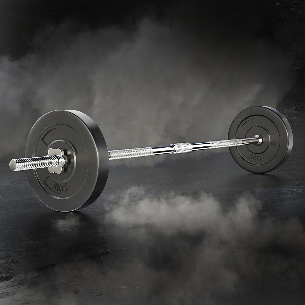 Everfit 18kg Barbell Set Weight Plates Lifting Bench 168cm