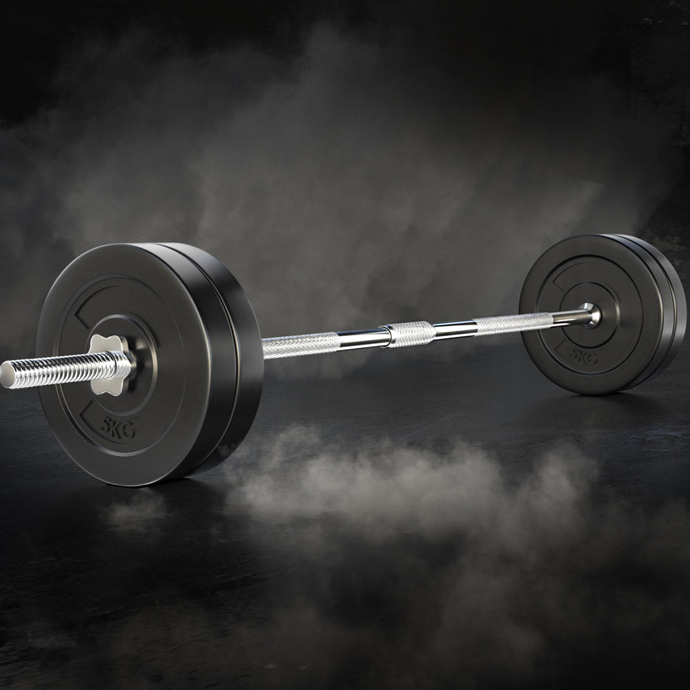 Everfit 28kg Barbell Set Weight Plates Lifting Bench 168cm