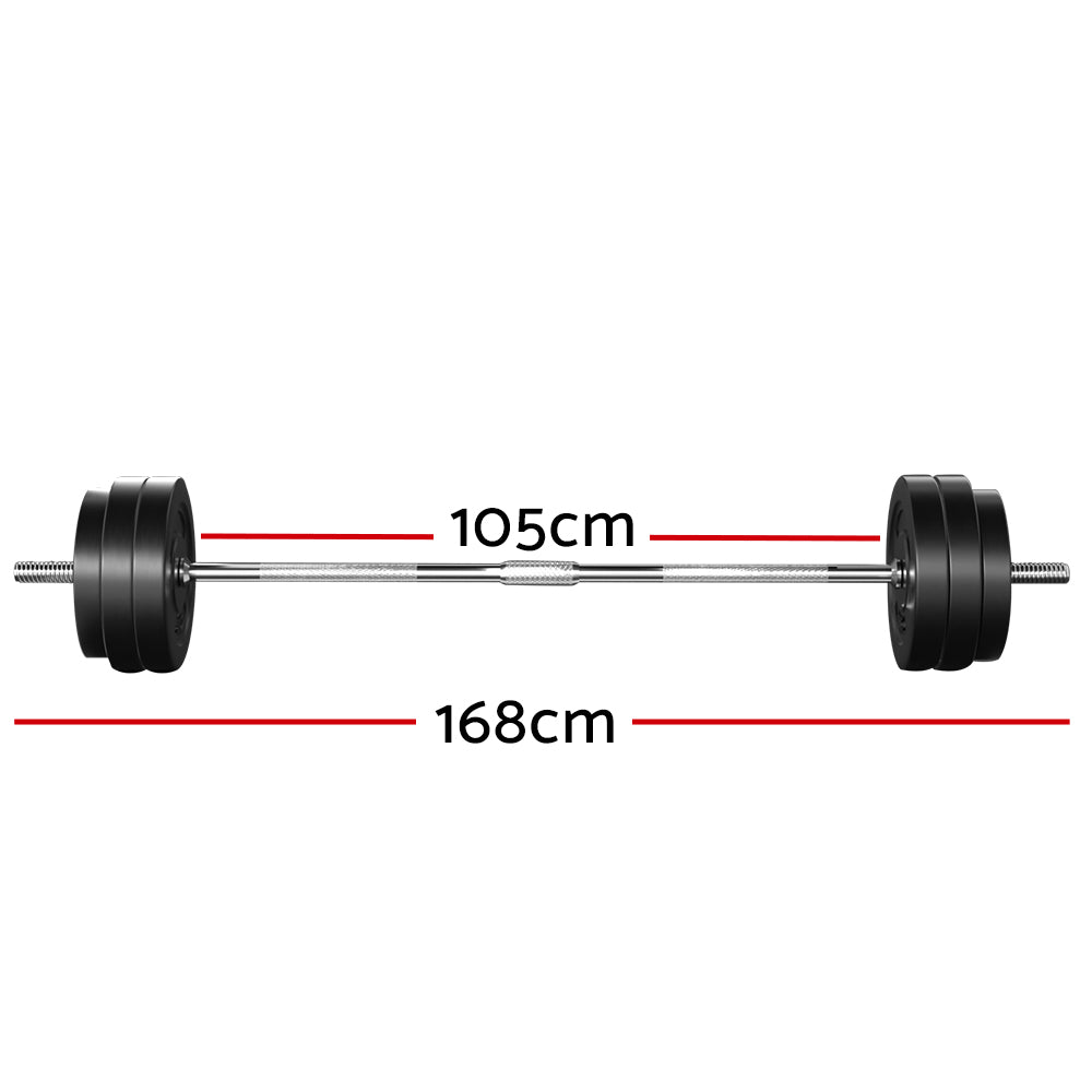 Everfit 58kg Barbell Set Rubber Weight Plates 168cm Bench Lifting