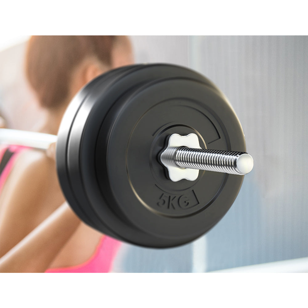 Everfit 58kg Barbell Set Rubber Weight Plates 168cm Bench Lifting