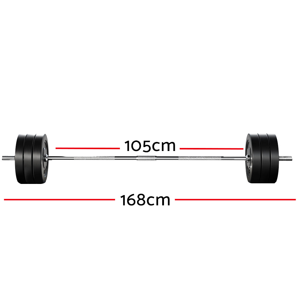 Everfit 68kg Barbell Set Weight Plates Lifting Bench 168cm