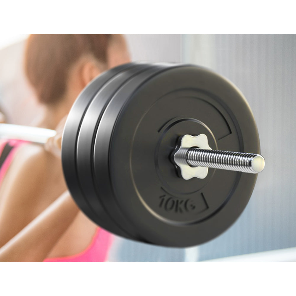 Everfit 68kg Barbell Set Weight Plates Lifting Bench 168cm
