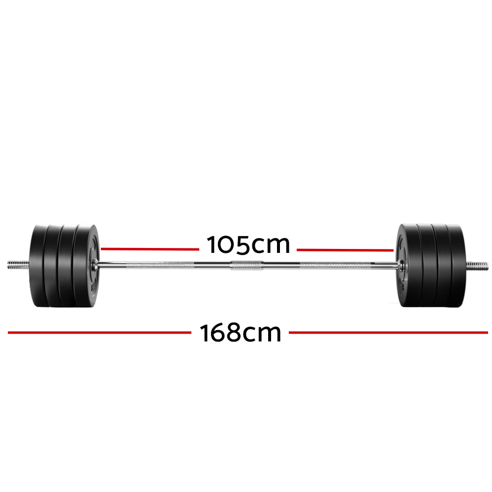 Everfit 88kg Barbell Set Rubber Weight Plates Lifting Bench 168cm