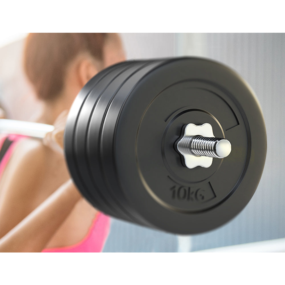 Everfit 88kg Barbell Set Rubber Weight Plates Lifting Bench 168cm
