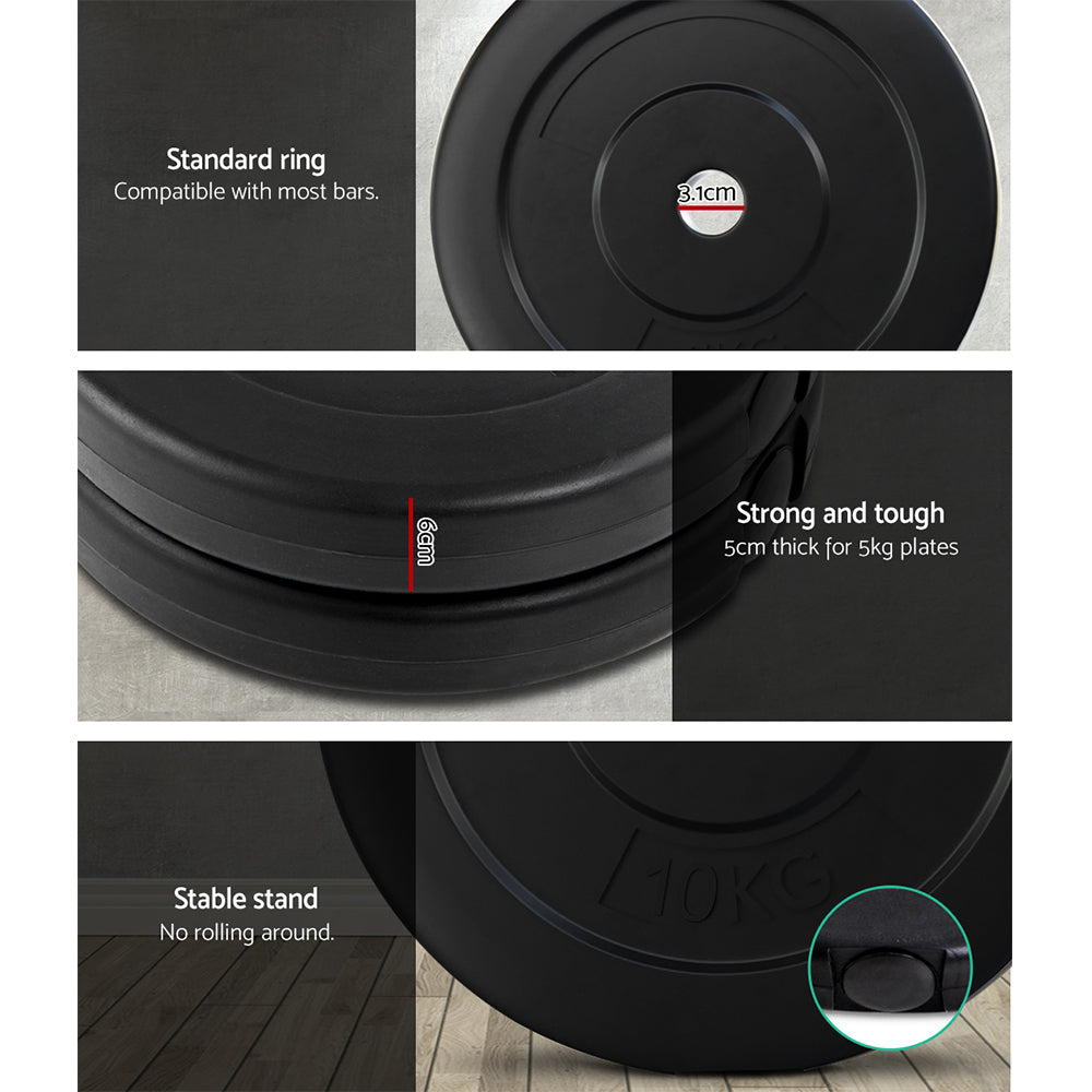 Everfit 88kg Barbell Set Rubber Weight Plates Lifting Bench 168cm