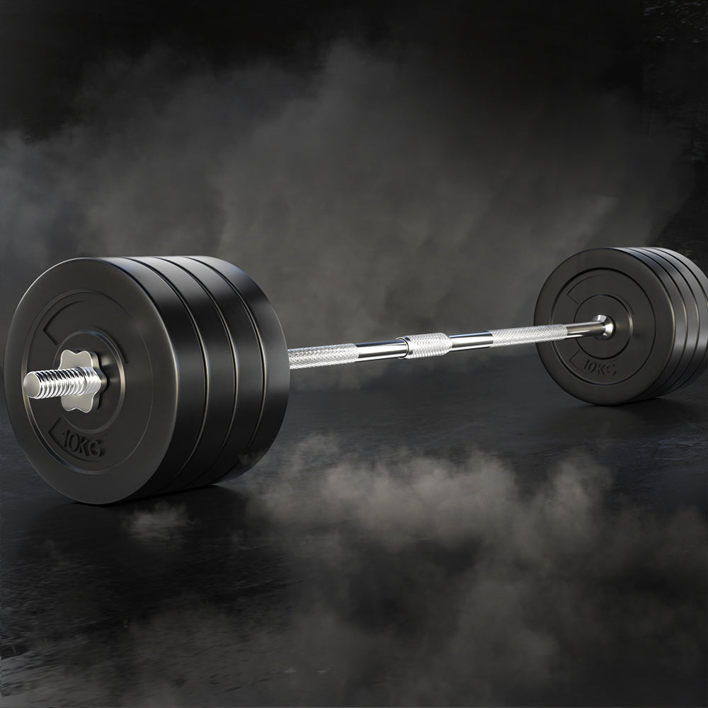 Everfit 88kg Barbell Set Rubber Weight Plates Lifting Bench 168cm