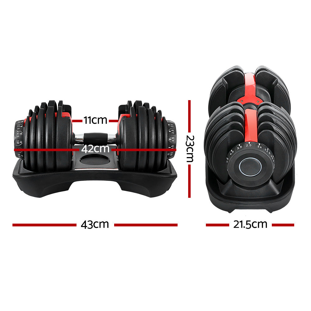 Everfit 24kg Adjustable Dumbbell Set Black/Red
