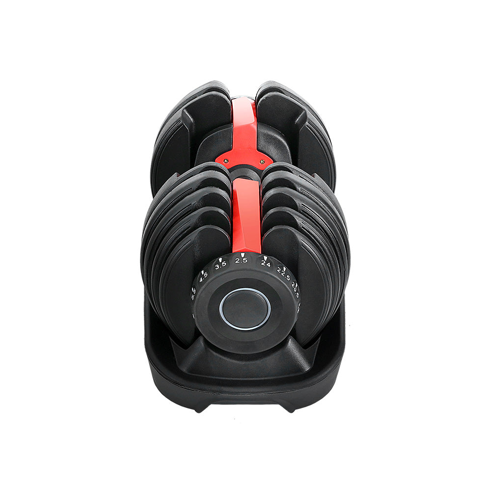 Everfit 24kg Adjustable Dumbbell Set Black/Red