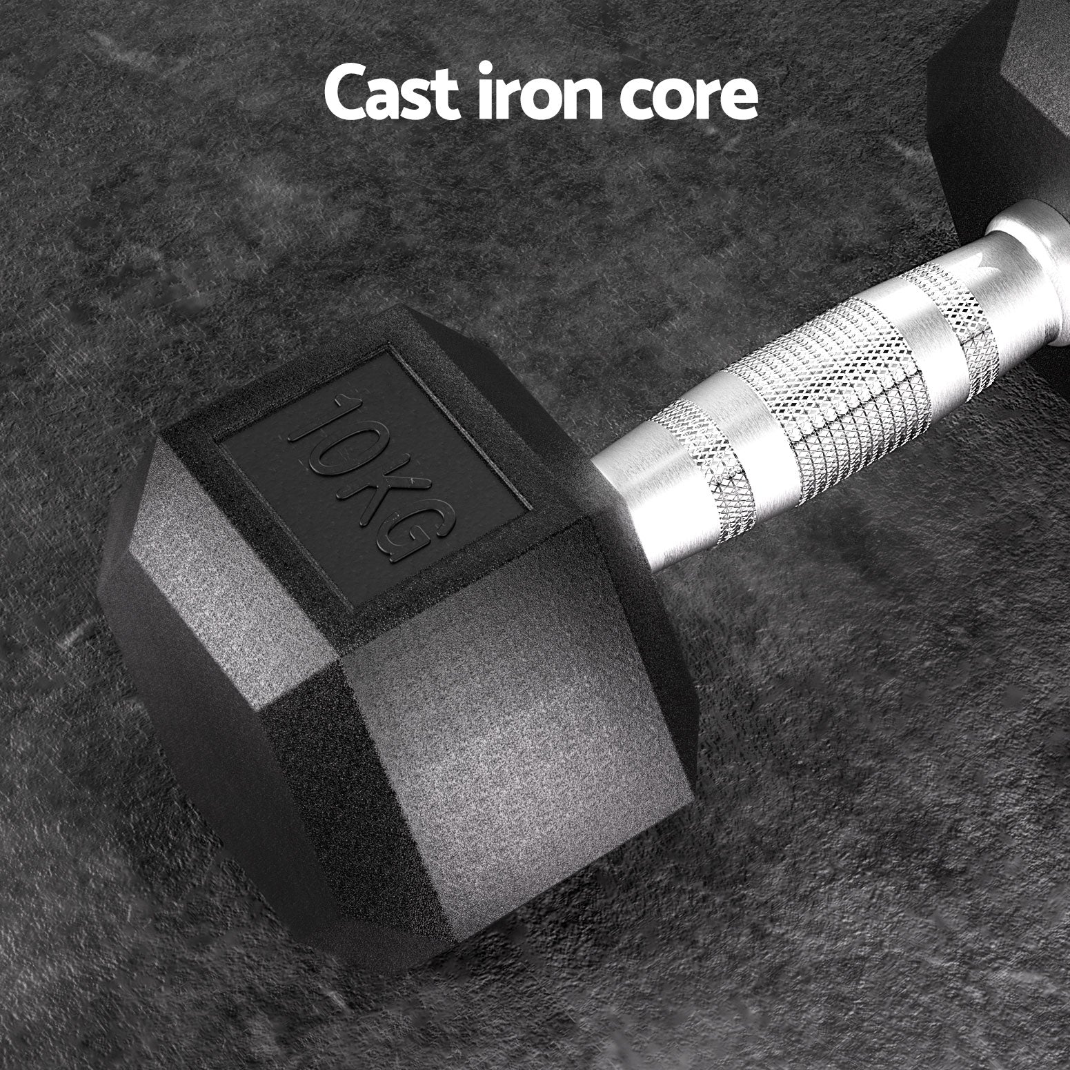Everfit 20kg Hex Dumbbell Set 2x10kg Black Silver