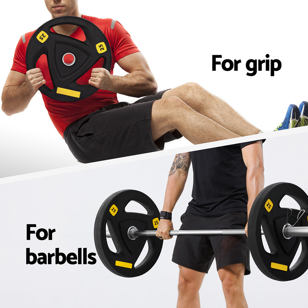 Everfit 25kg Weight Plate Rubber Coated Black