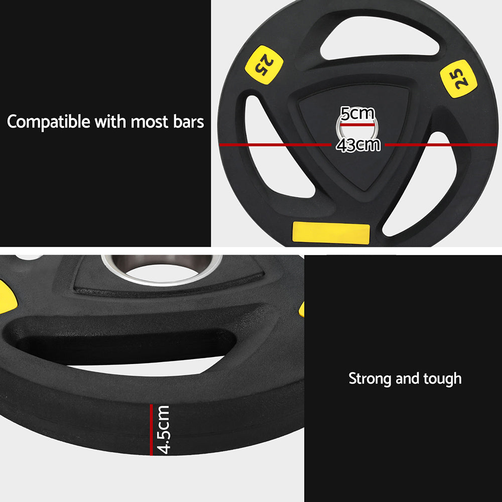 Everfit 25kg Weight Plate Rubber Coated Black