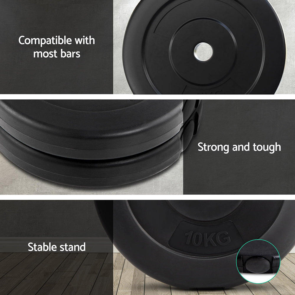 Everfit 30kg Barbell Weight Plates Home Gym Black