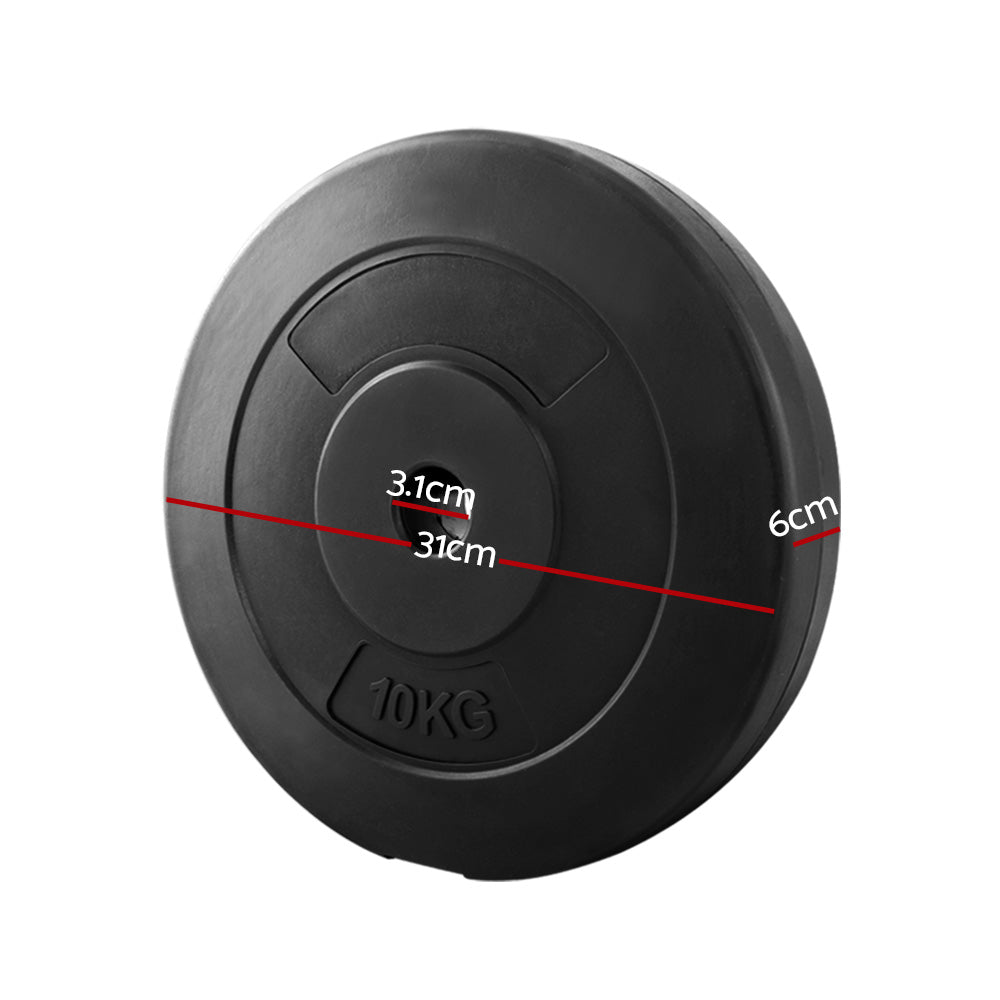 Everfit 10kg Barbell Weight Plates Rubber Coated Black (Pair)