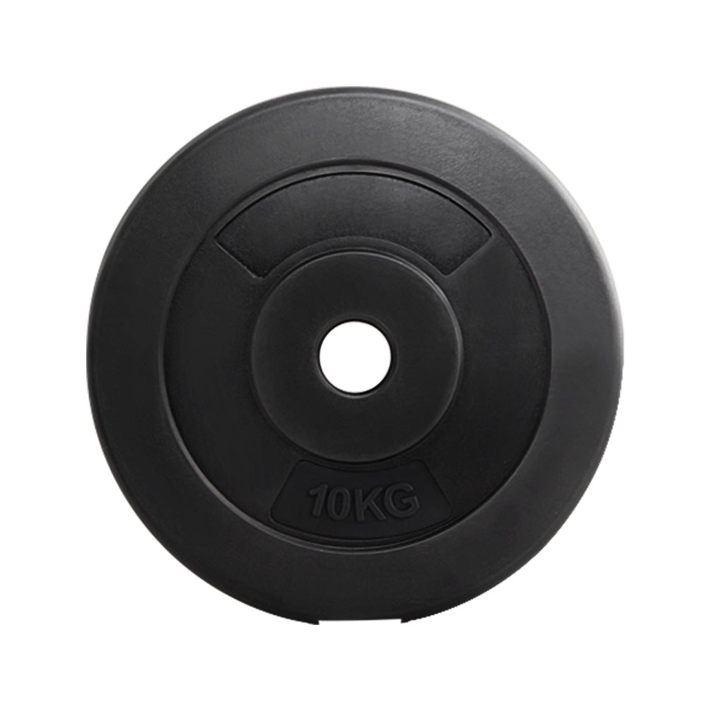 Everfit 10kg Barbell Weight Plates Rubber Coated Black (Pair)