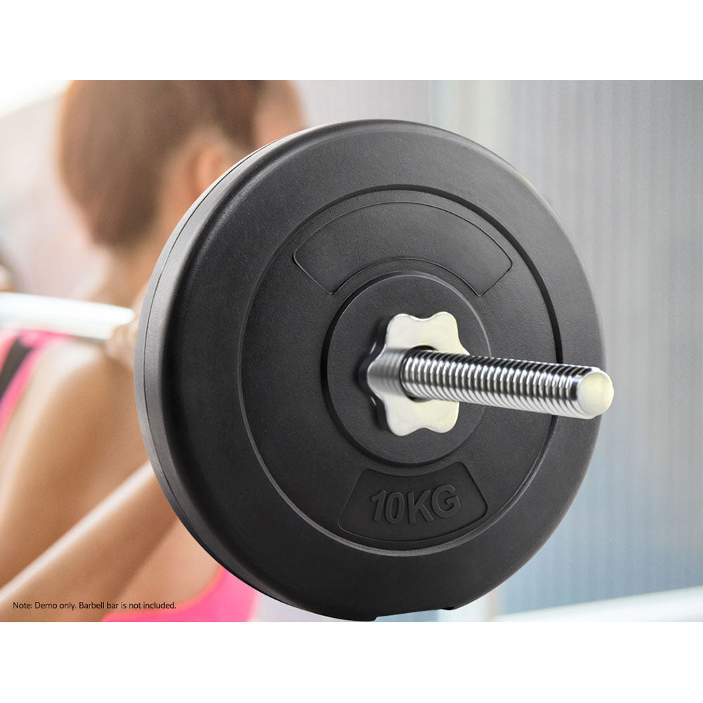 Everfit 10kg Barbell Weight Plates Rubber Coated Black (Pair)