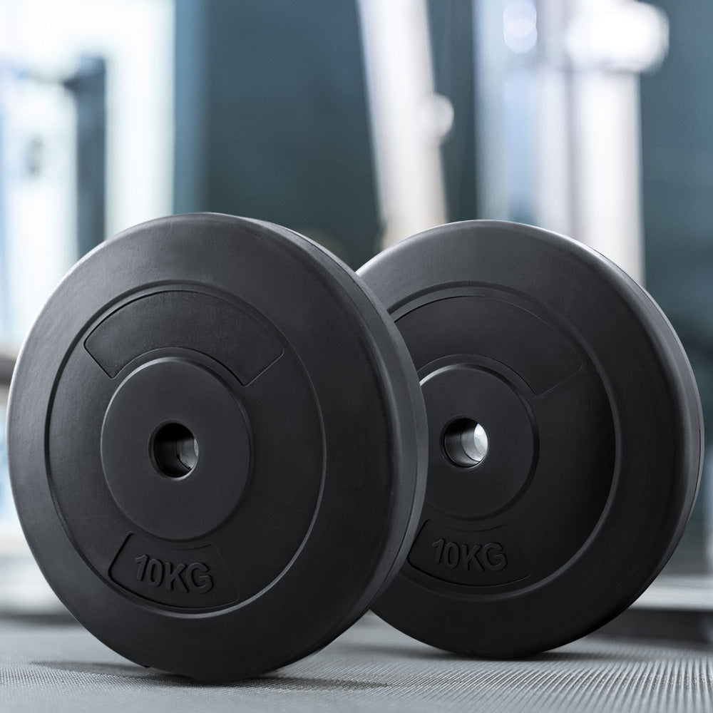 Everfit 10kg Barbell Weight Plates Rubber Coated Black (Pair)