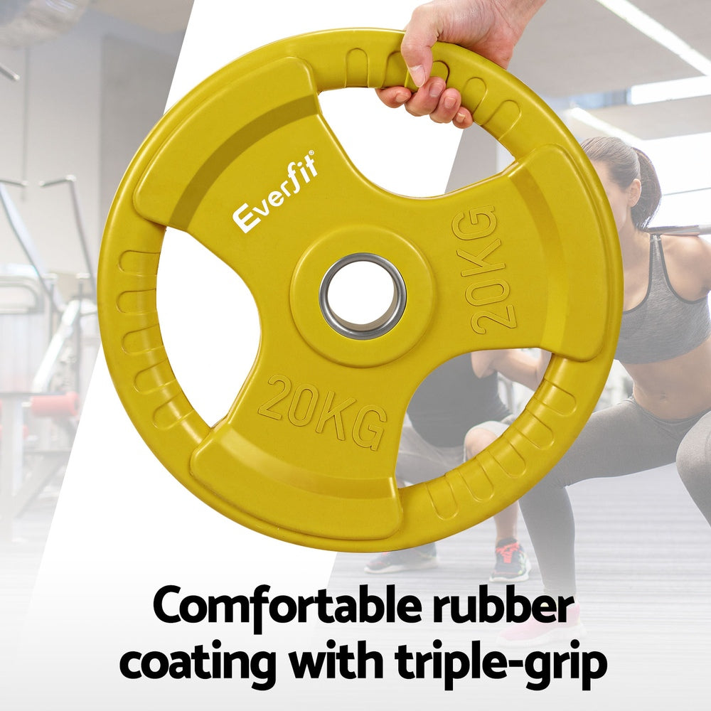 Everfit Olympic Weight Plates 20kg x2 Home Gym Yellow