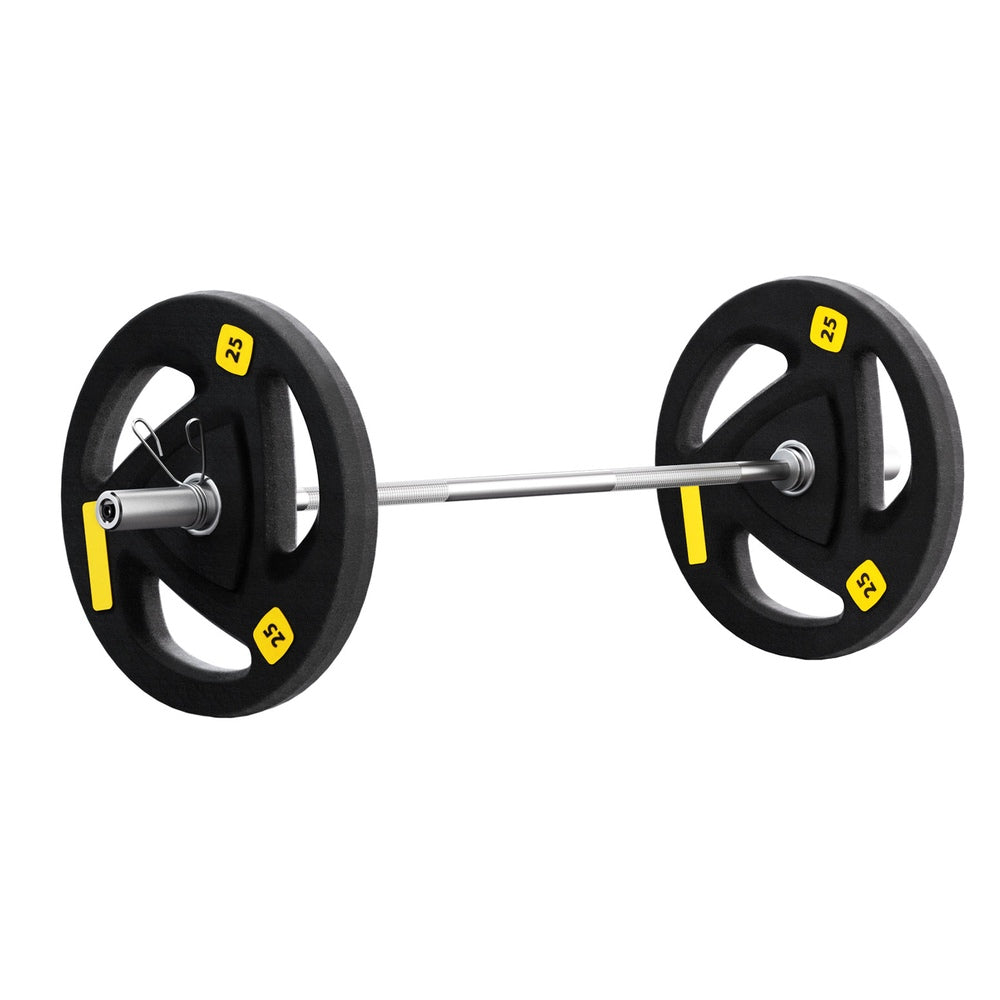 56KG Cast Iron Dumbbells & Barbells Set, Non-slip Steel Bar – Everfit