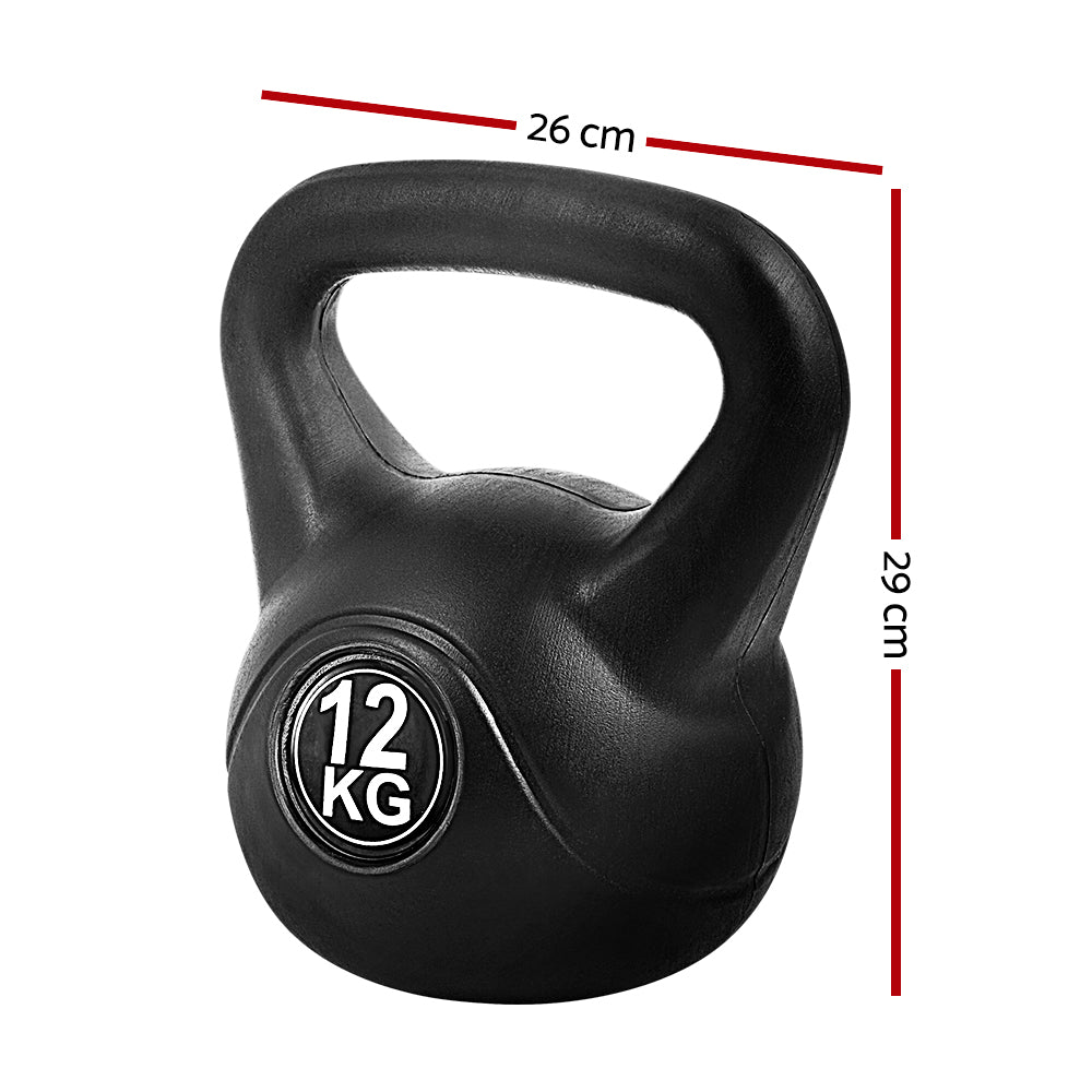 Everfit 12kg Kettlebell Set Weight Lifting Black