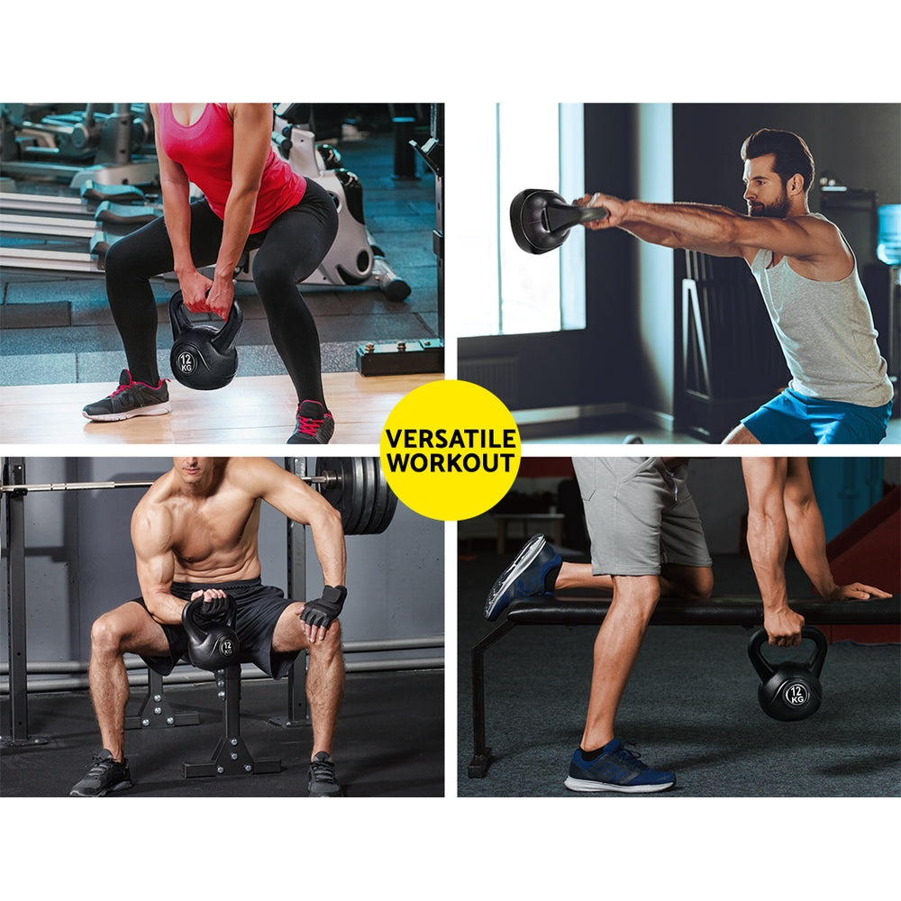 Everfit 12kg Kettlebell Set Weight Lifting Black