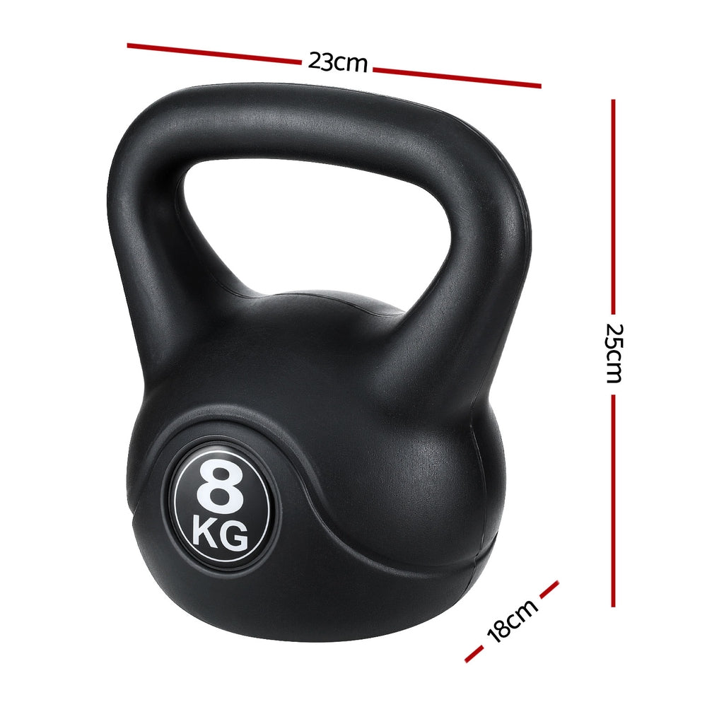 Everfit 8kg Kettlebell Black Weight Lifting Gym Home