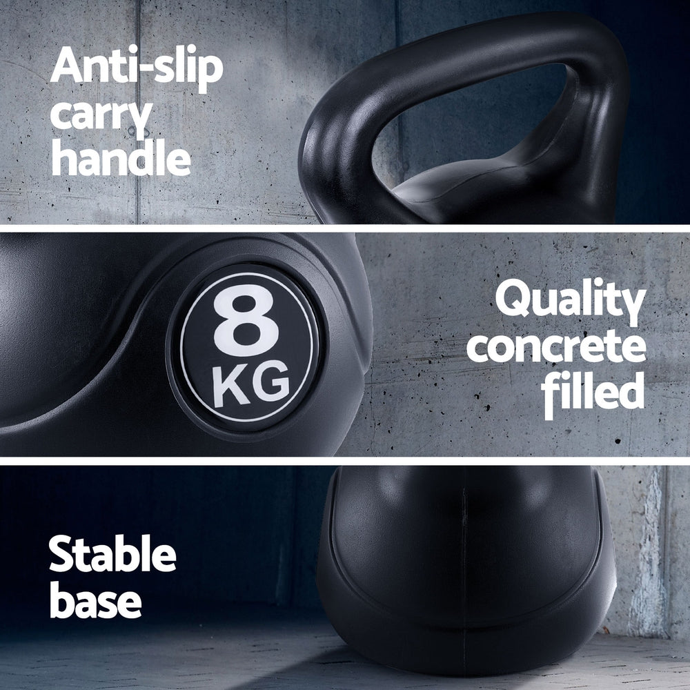 Everfit 8kg Kettlebell Black Weight Lifting Gym Home