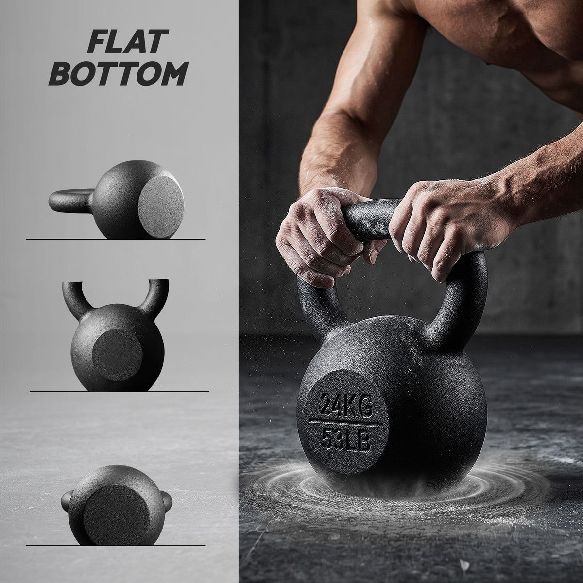 Everfit 24kg Cast Iron Kettlebell Powder Coating Flat Bottom Home Gym