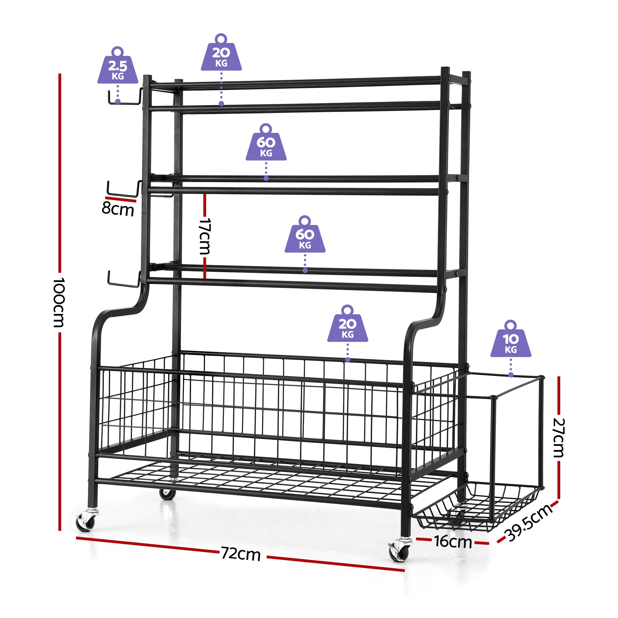 Everfit Dumbbell Rack Weight Rack for Dumbbells Home Gym Storage Black