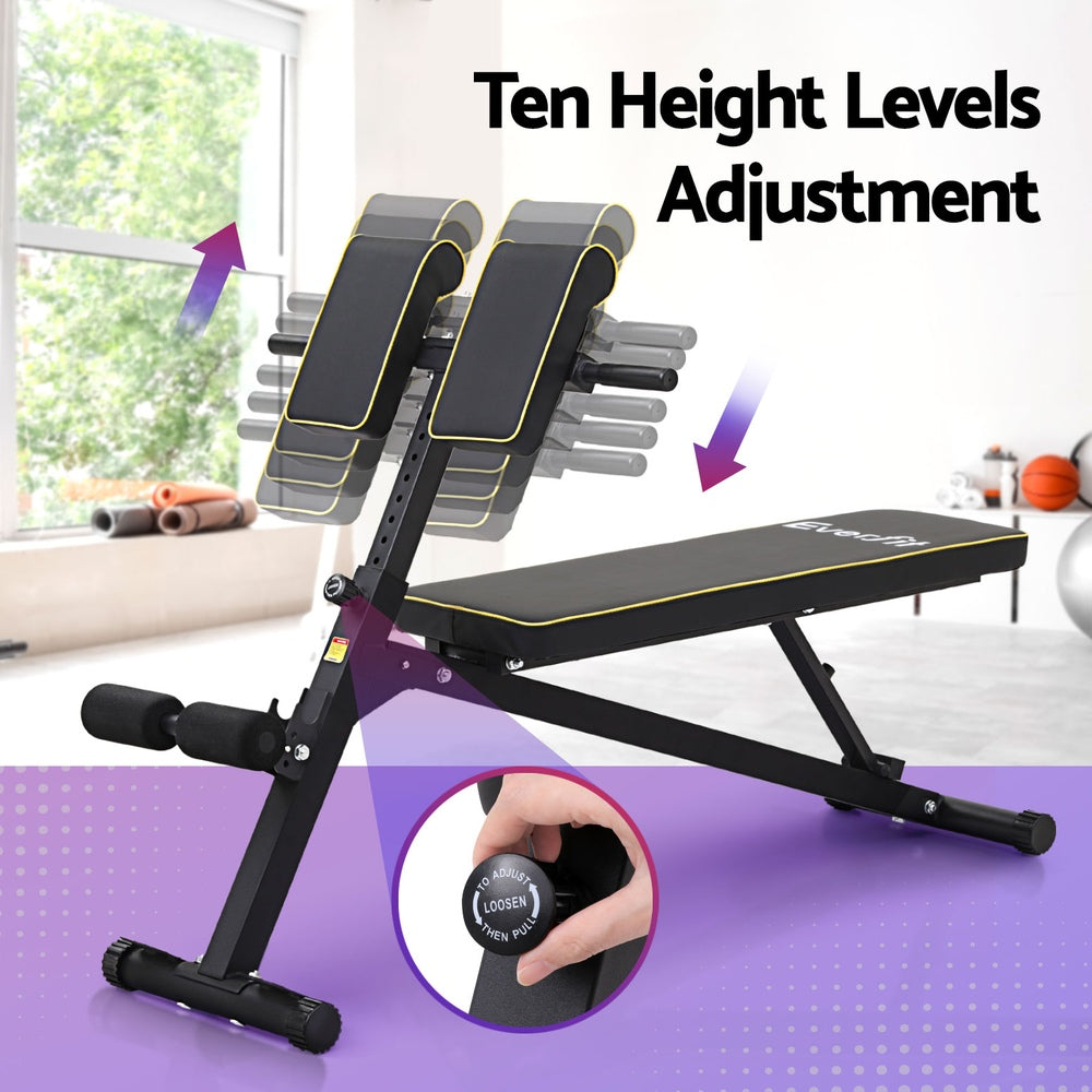 Everfit Roman Chair Adjustable Weight Bench Strength Training Preacher Curls