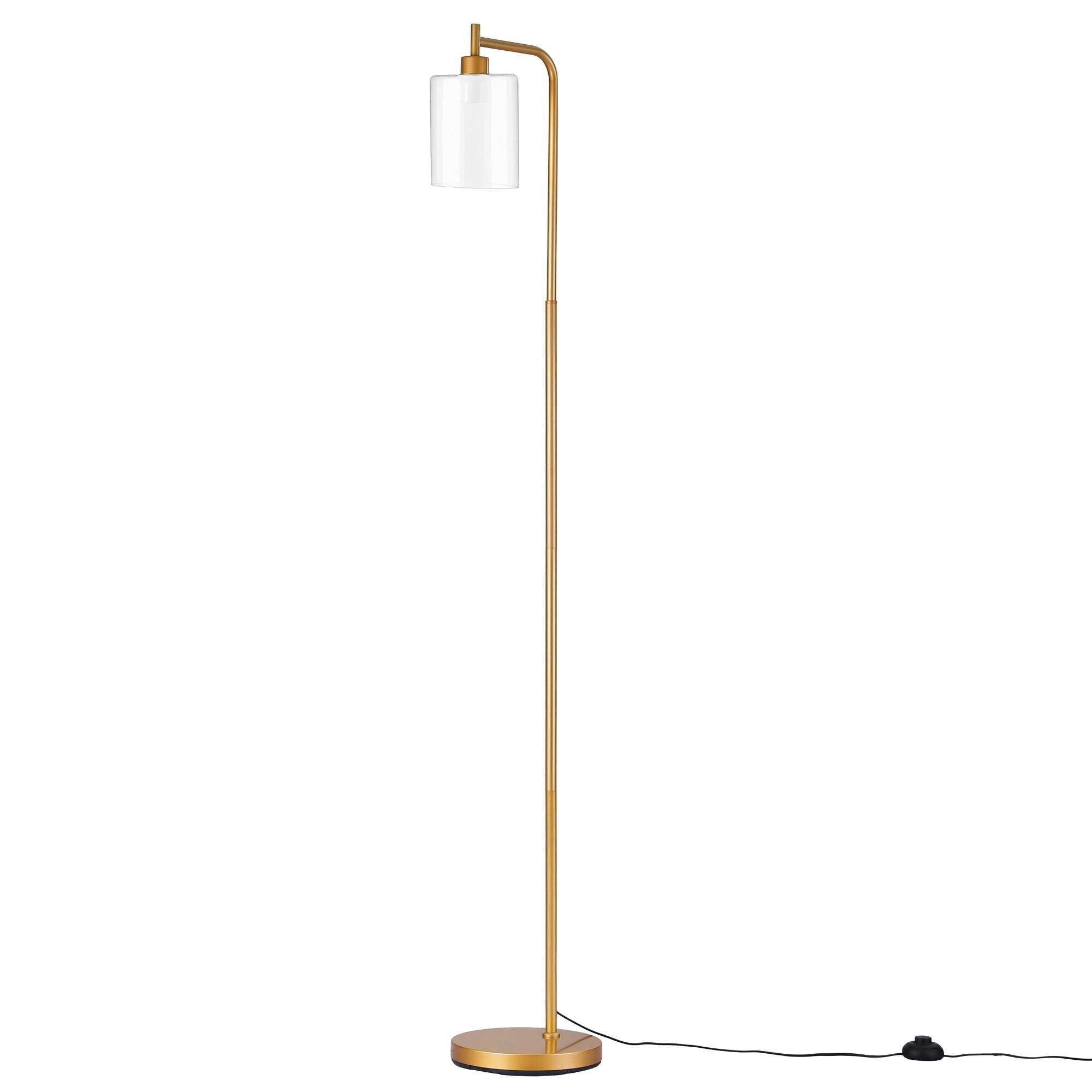 Artiss Floor Lamp Modern Industrial Standing Light with Clear Glass Shade, GoldMetal Tall Lamp for Living Room, Bedroom & Office, Anti-Tipping Weighted Base & Foot Switch Bulb Not Included