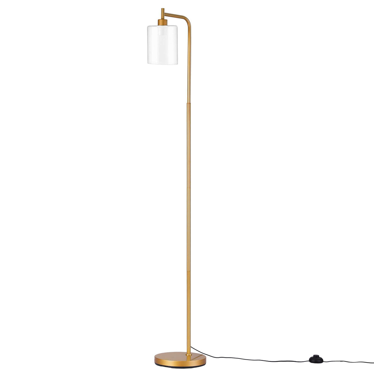 Artiss Floor Lamp Modern Industrial Standing Light with Clear Glass Shade, GoldMetal Tall Lamp for Living Room, Bedroom & Office, Anti-Tipping Weighted Base & Foot Switch Bulb Not Included