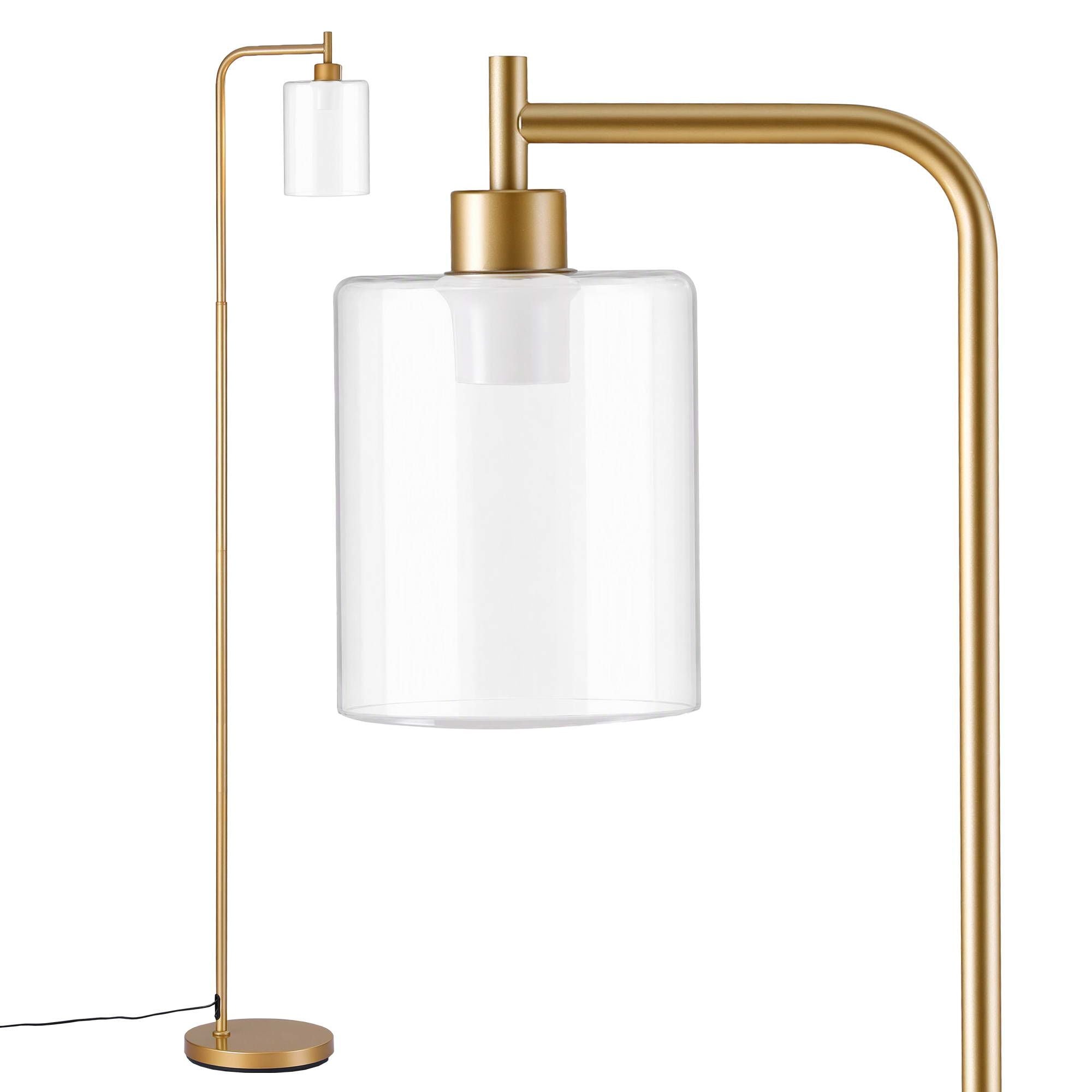 Artiss Floor Lamp Modern Industrial Standing Light with Clear Glass Shade, GoldMetal Tall Lamp for Living Room, Bedroom & Office, Anti-Tipping Weighted Base & Foot Switch Bulb Not Included