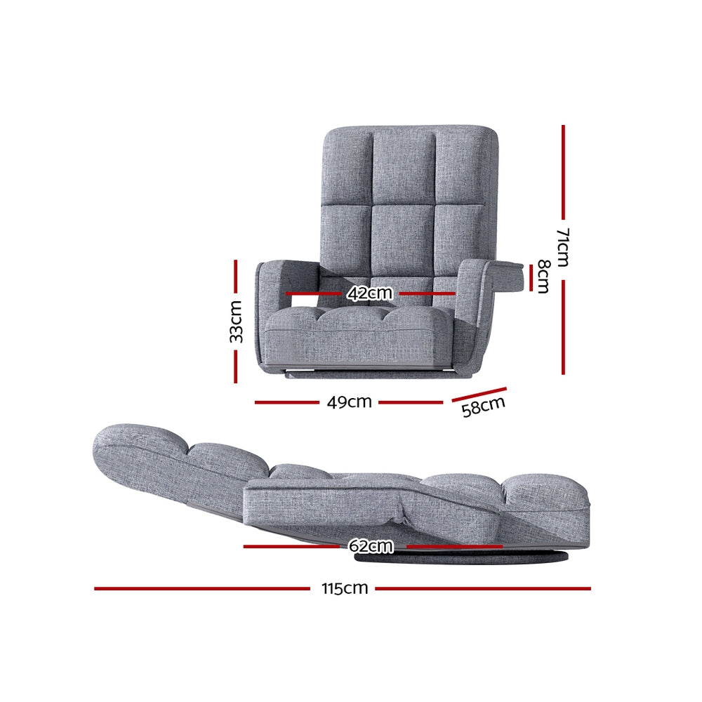 Rota Adjustable Floor Lounge Chair Swivel Grey