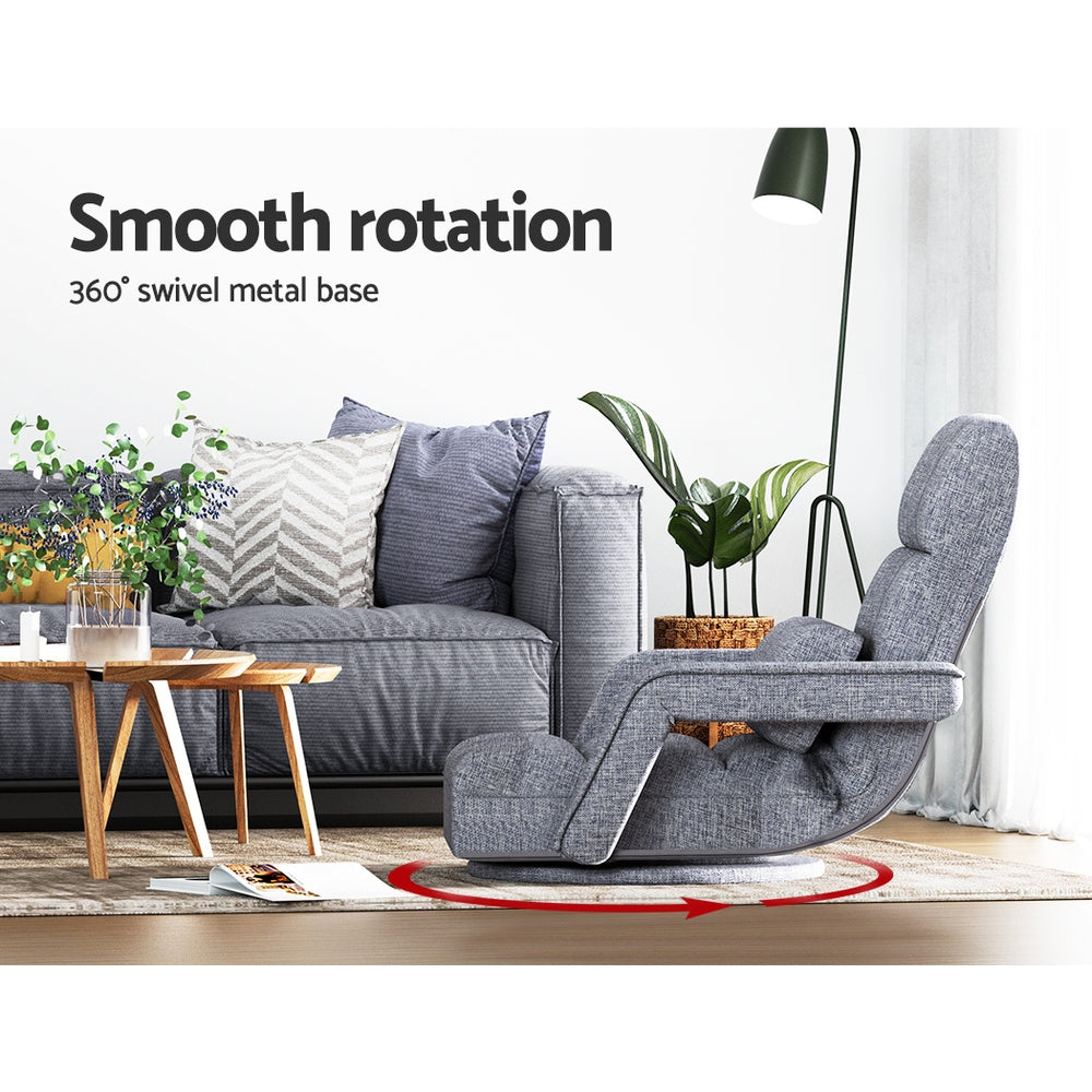 Rota Adjustable Floor Lounge Chair Swivel Grey