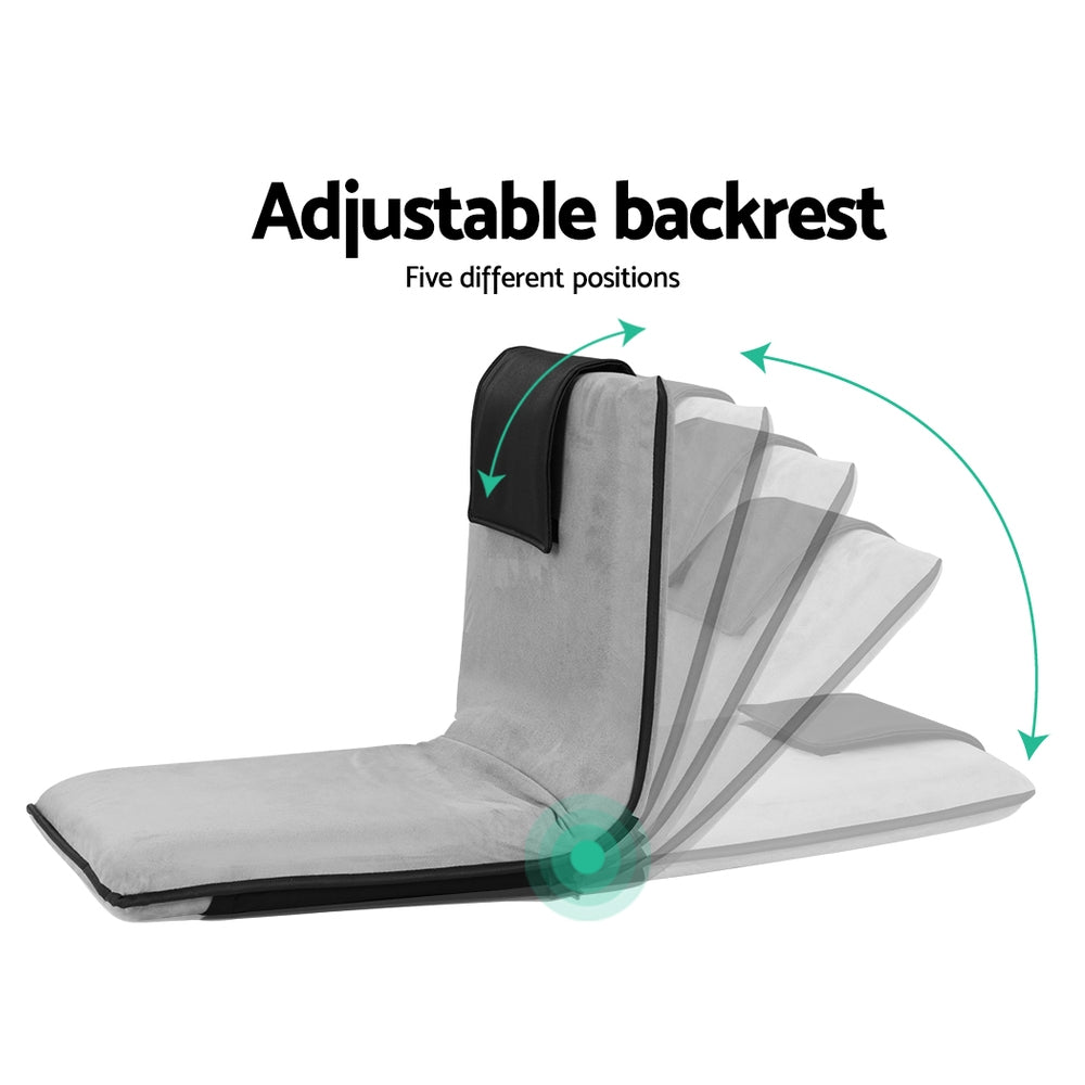 Artiss 2X Floor Lounge Sofa Bed Floor Cushion Velvet Grey