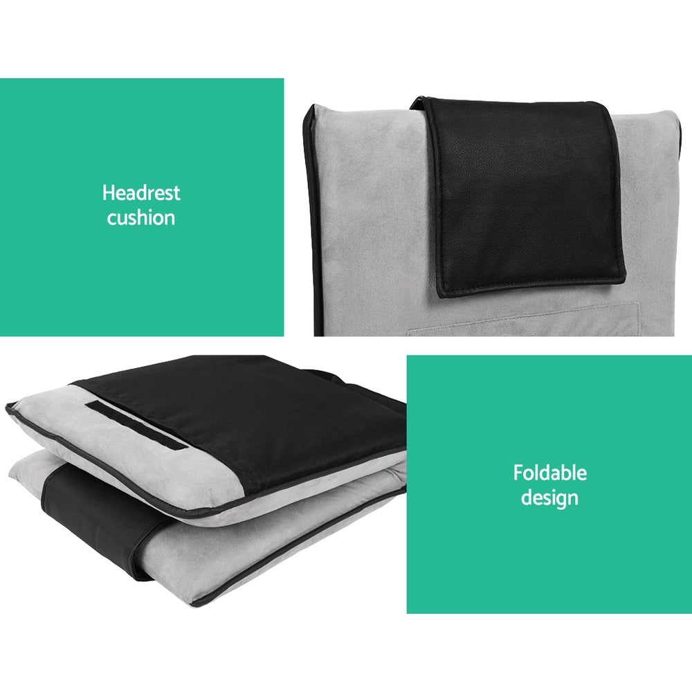 Artiss 4X Floor Lounge Sofa Bed Floor Cushion Velvet Grey