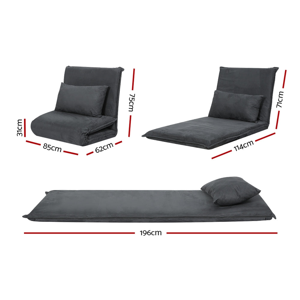 Charcoal Folding Floor Sofa Bed Lounge Recliner Chair