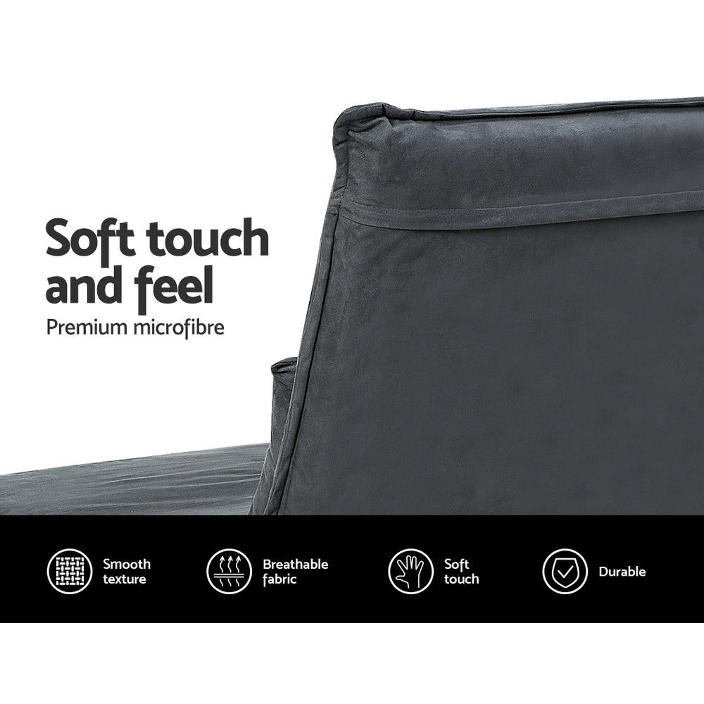 Charcoal Folding Floor Sofa Bed Lounge Recliner Chair