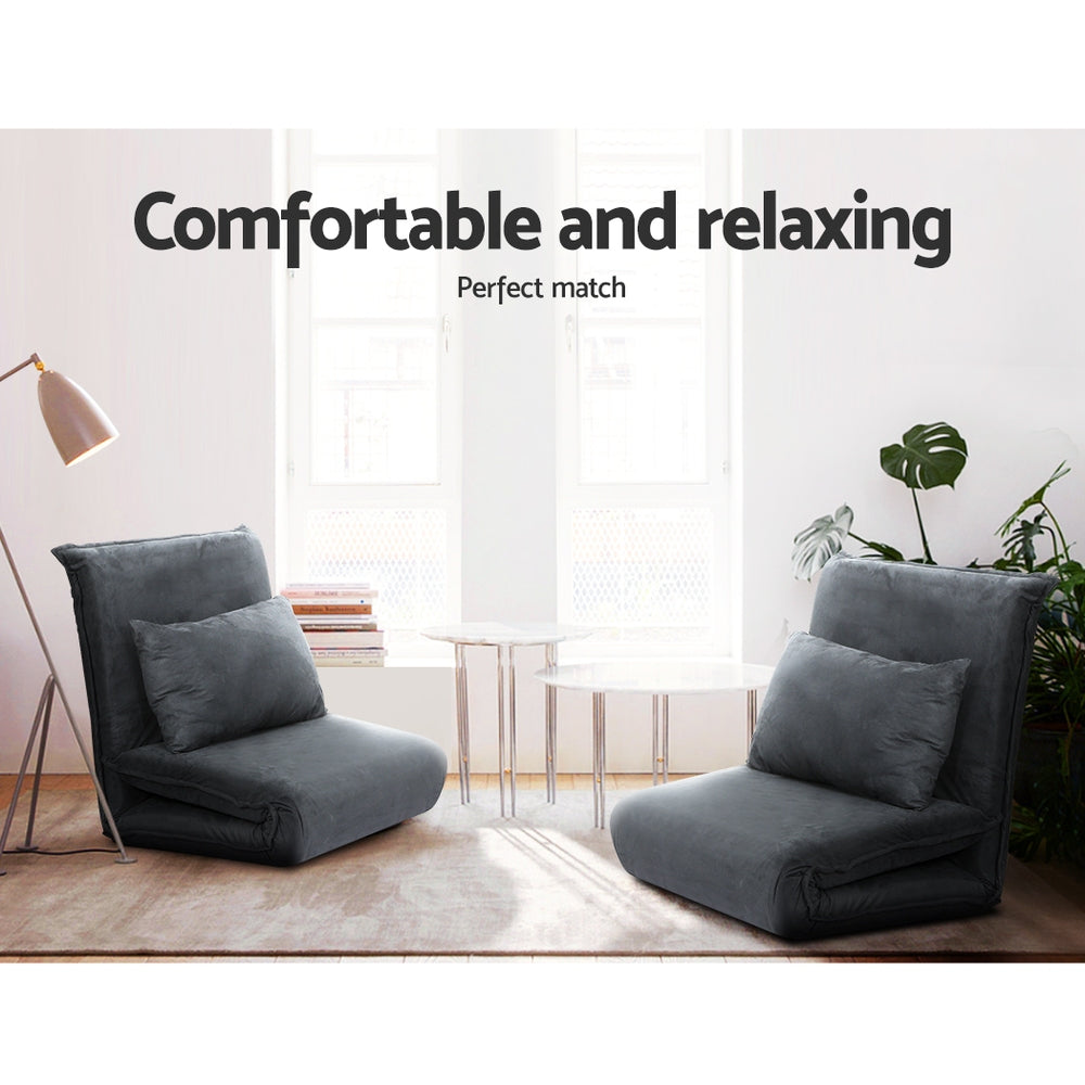 Charcoal Folding Floor Sofa Bed Lounge Recliner Chair
