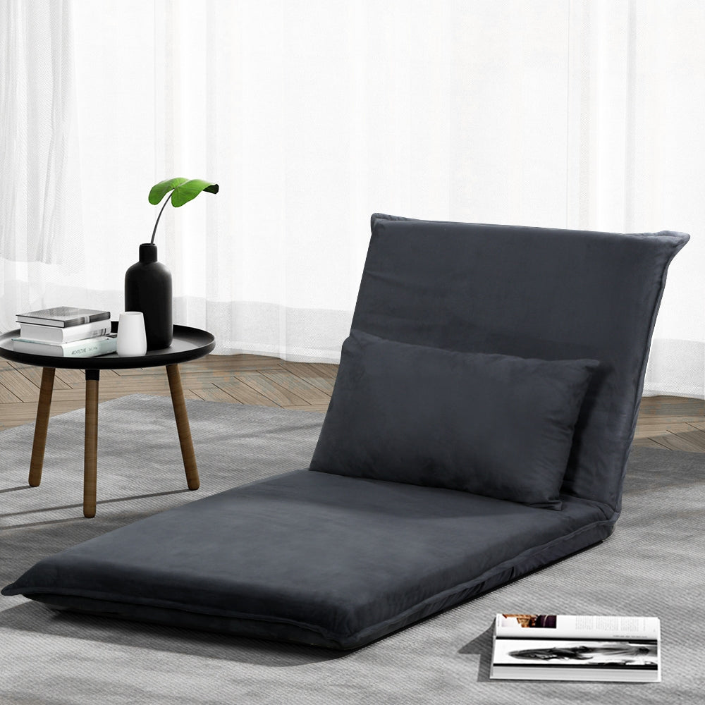Charcoal Folding Floor Sofa Bed Lounge Recliner Chair