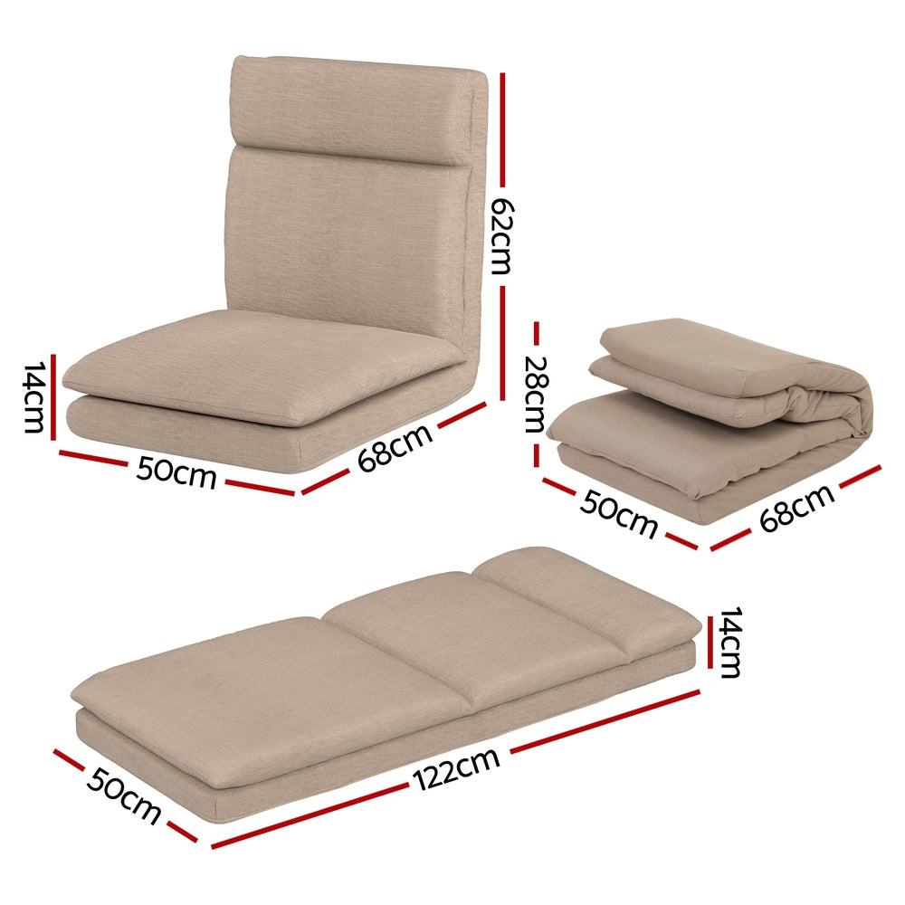 5-Position Reclining Floor Lounge Sofa 1 Seater Beige - Artiss