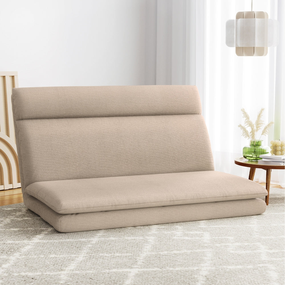 5-Position Reclining Floor Lounge Sofa Bed 2 Seater Beige - Artiss