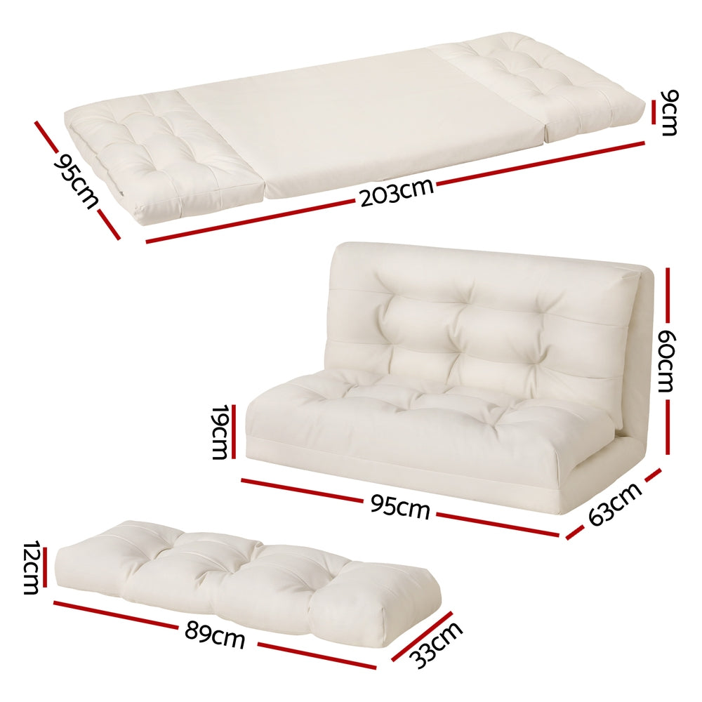 5-Position 2-Seater Sofa Bed with Pillow, Leather - Artiss