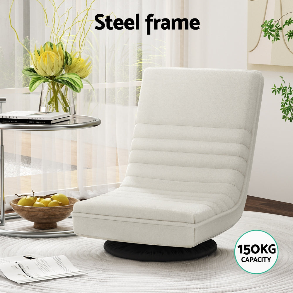 Artiss Swivel Foldable Floor Lounge Sofa White Linen