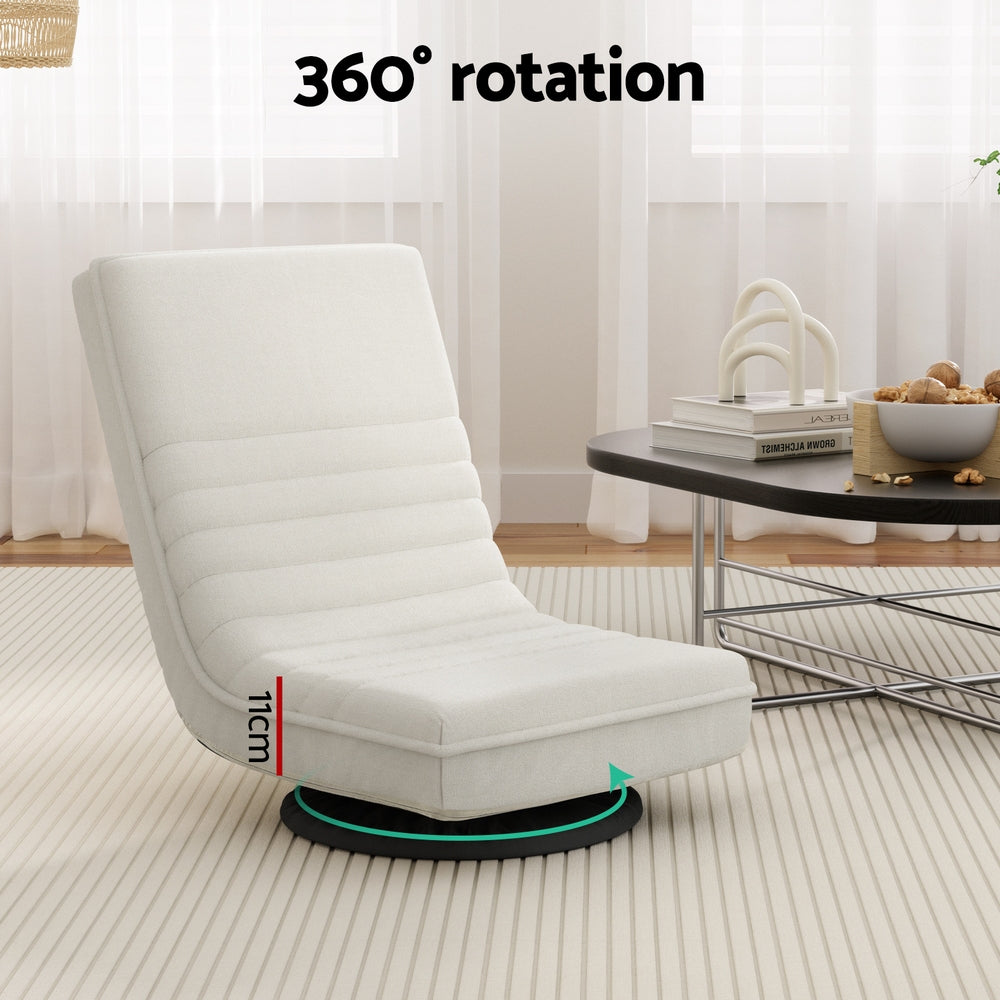 Artiss Swivel Foldable Floor Lounge Sofa White Linen
