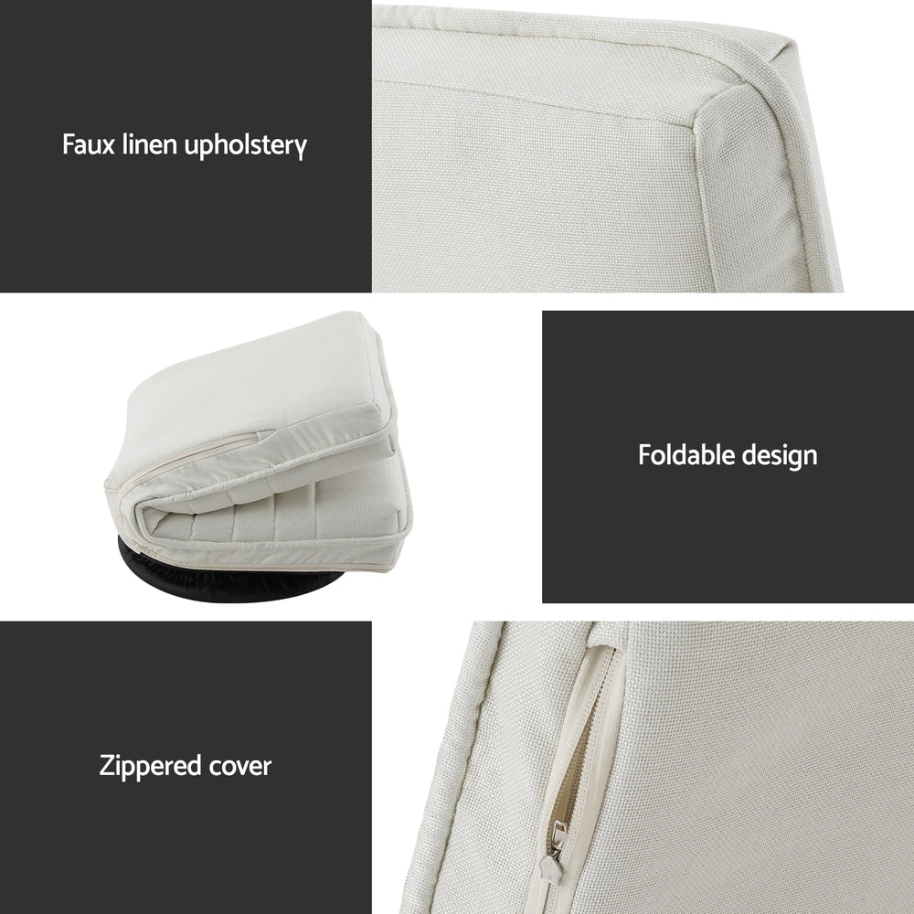 Artiss Swivel Foldable Floor Lounge Sofa White Linen