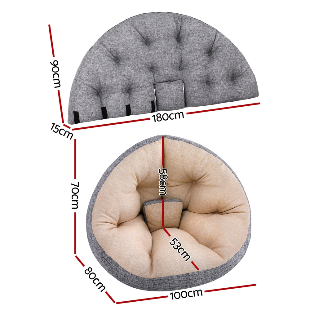 4-in-1 Foldable Floor Lounge Sofa Bed Chair Washable Beige