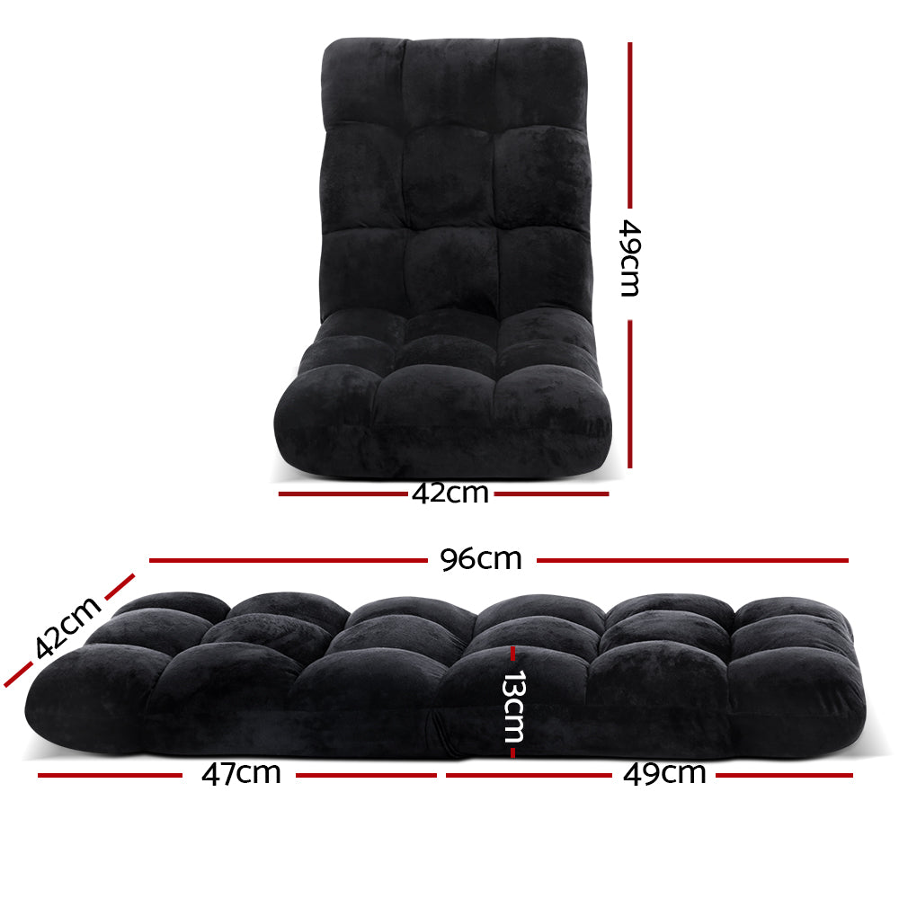 Artiss Adjustable Lounge Sofa Bed Flannel Fabric Black